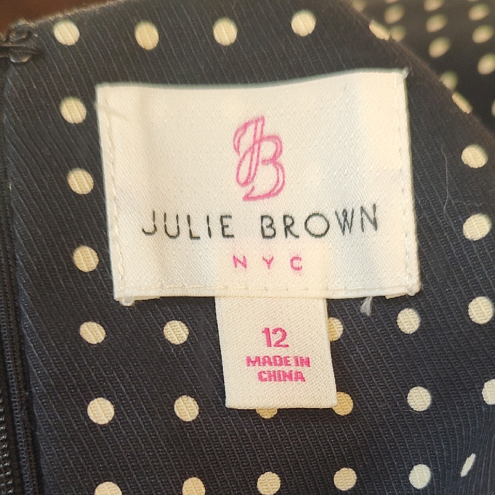 JB by Julie Brown Navy and White Polka Dot Dress
